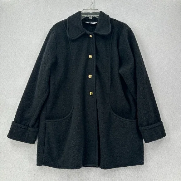 VTG Blaire Medium Jacket Black W/Gold Tone Button Pea Coat Jacket READ - Picture 1 of 6